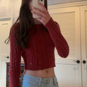 Hollister Red Cropped Knit Sweater